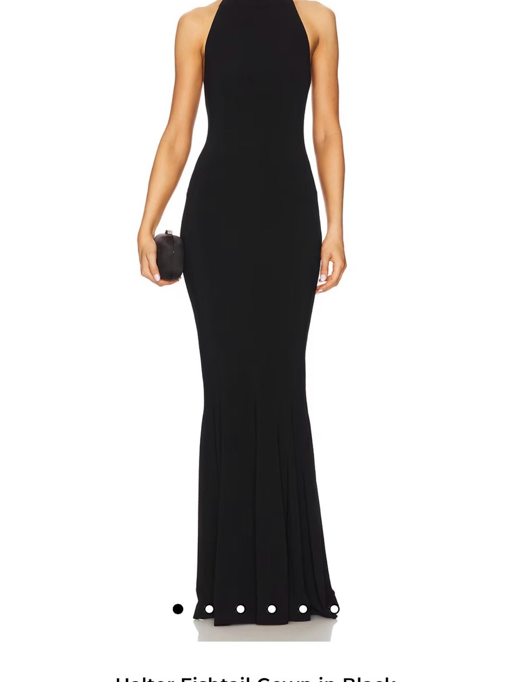 Norma Kamali Black Halter Fishtail Maxi Dress